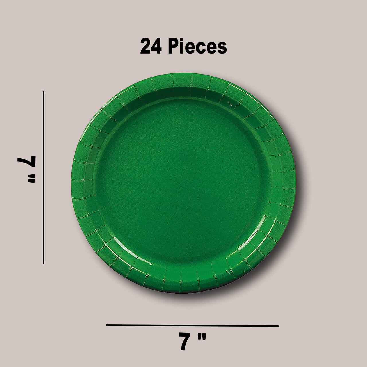 24 Count Green 7 Inch Paper Plates Solid Color for Eco-Friendly Parties